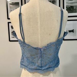 ❤️‍🔥BOGO FREE Victoria’s Secret women’s large blue crop tank top lace soft PJs